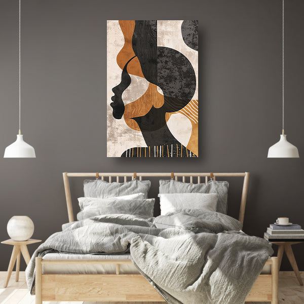 Abstract Silhouet in Aardetinten en Monochroom canvas