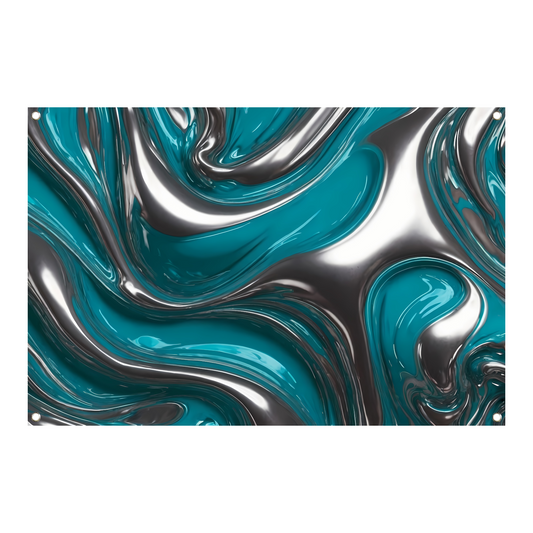 Abstracte dans van zilver en turquoise tuinposter