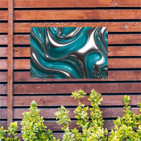 Abstracte dans van zilver en turquoise tuinposter