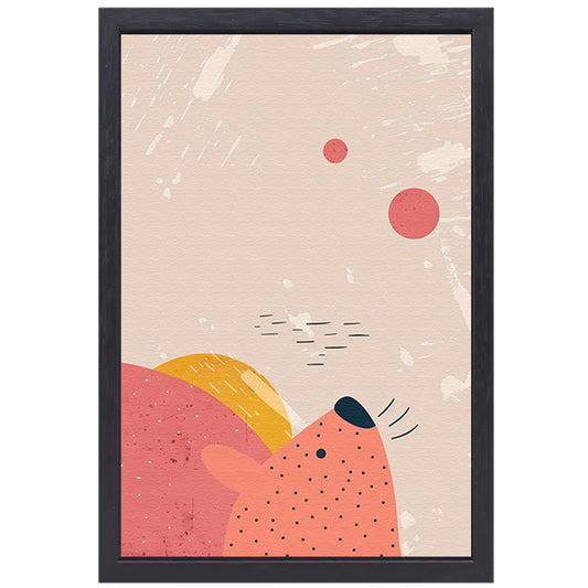 Abstracte minimalistische afbeelding van een hond canvas met baklijst