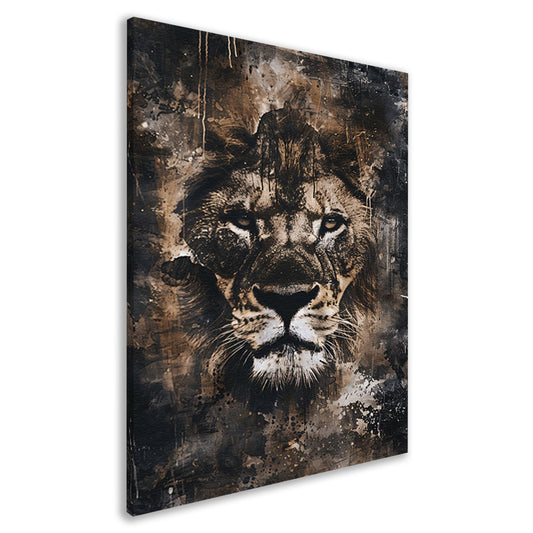 Rustiek leeuwenportret in sepia tinten canvas