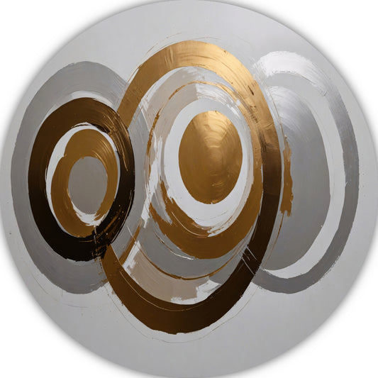 Moderne Minimalistische Gouden en Zilveren Cirkels aluminium muurcirkel