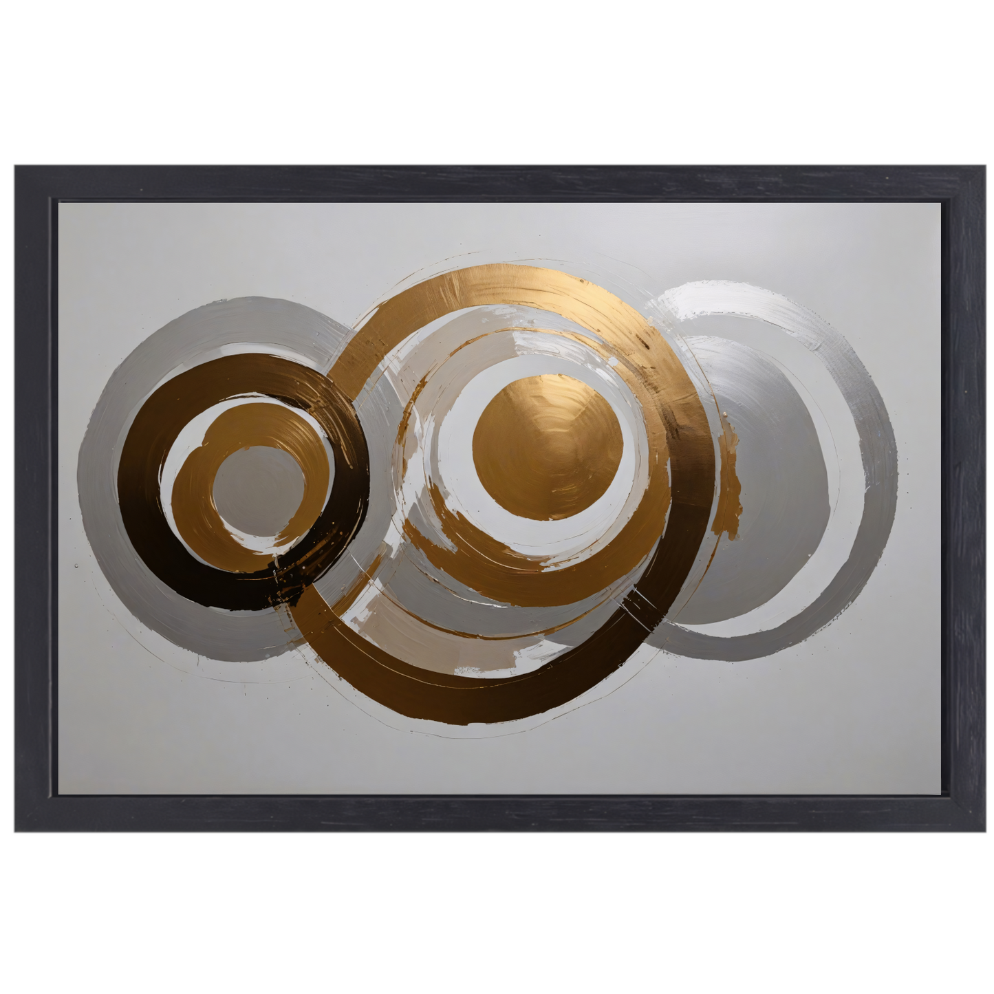 Moderne Minimalistische Gouden en Zilveren Cirkels canvas met baklijst