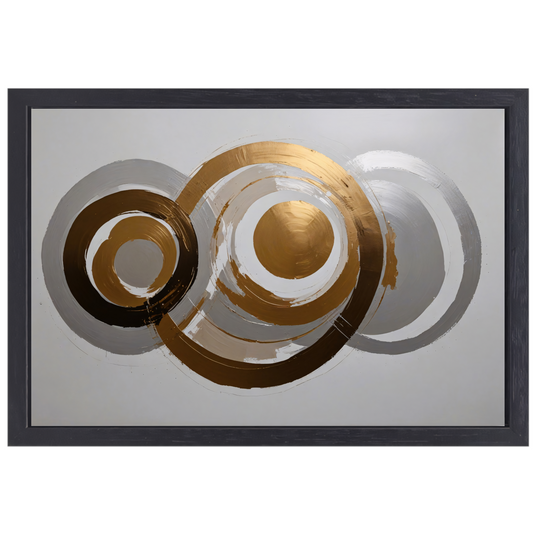 Moderne Minimalistische Gouden en Zilveren Cirkels canvas met baklijst