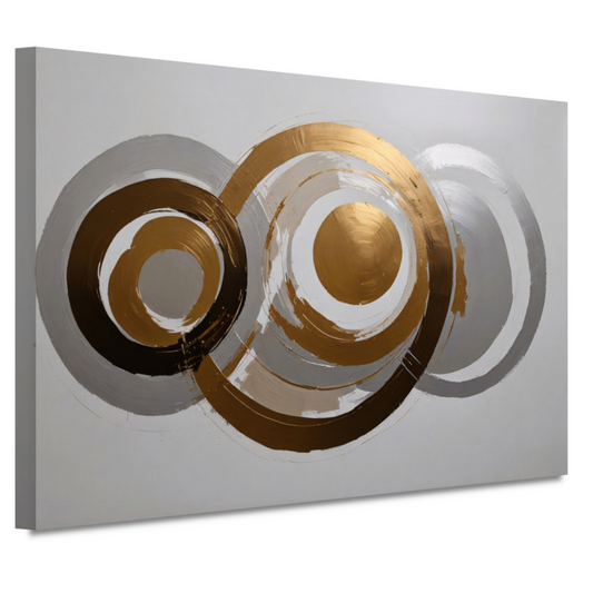 Moderne Minimalistische Gouden en Zilveren Cirkels canvas