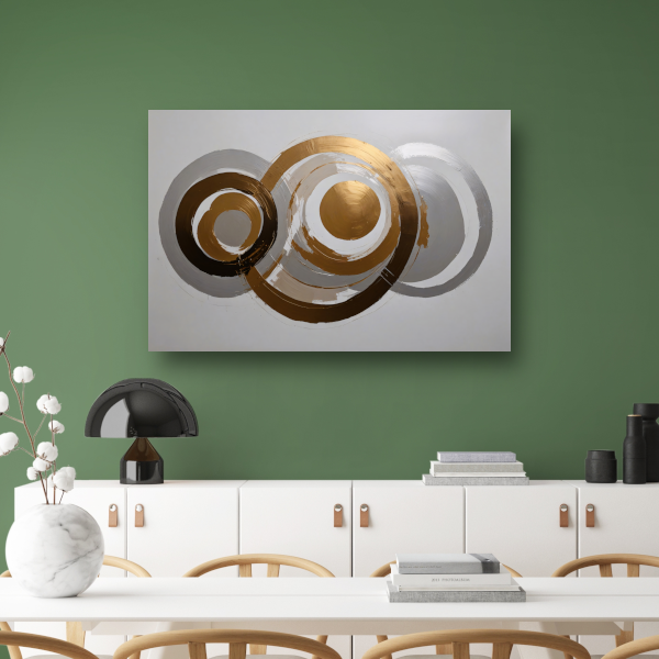 Moderne Minimalistische Gouden en Zilveren Cirkels canvas
