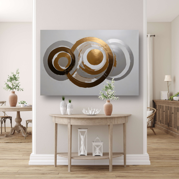 Moderne Minimalistische Gouden en Zilveren Cirkels canvas