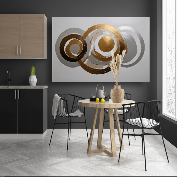 Moderne Minimalistische Gouden en Zilveren Cirkels canvas