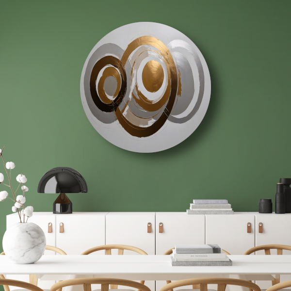 Moderne Minimalistische Gouden en Zilveren Cirkels aluminium muurcirkel