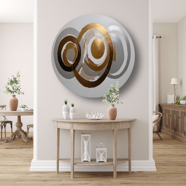 Moderne Minimalistische Gouden en Zilveren Cirkels aluminium muurcirkel