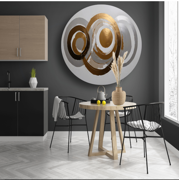 Moderne Minimalistische Gouden en Zilveren Cirkels aluminium muurcirkel