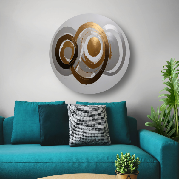 Moderne Minimalistische Gouden en Zilveren Cirkels aluminium muurcirkel