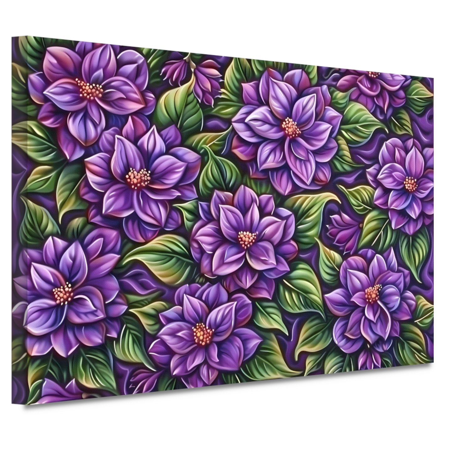 Paarse Bloemenpatroon canvas