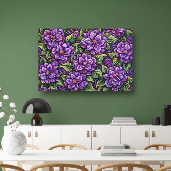 Paarse Bloemenpatroon canvas