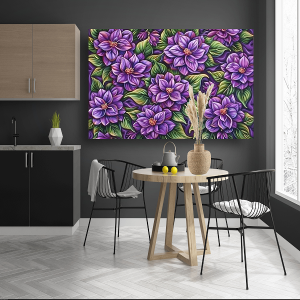 Paarse Bloemenpatroon canvas