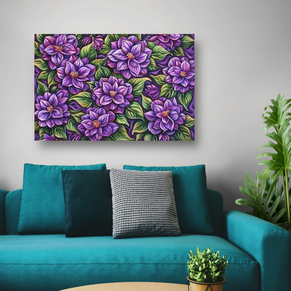 Paarse Bloemenpatroon canvas