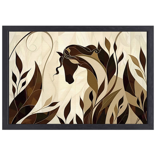 Minimalistisch paardenontwerp met Art Nouveau stijl canvas met baklijst
