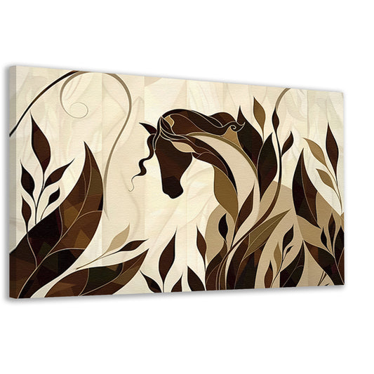Minimalistisch paardenontwerp met Art Nouveau stijl canvas