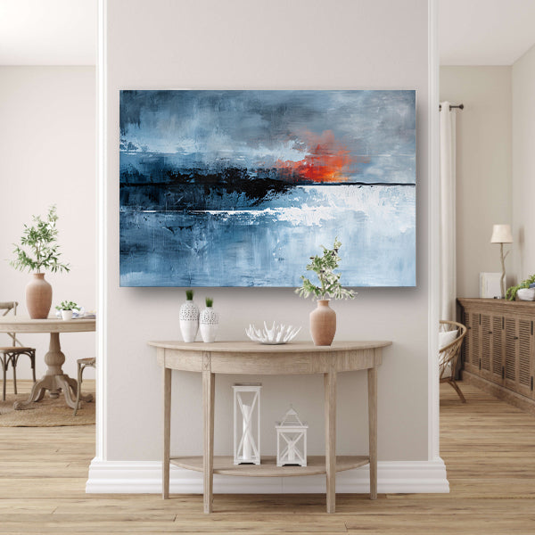 Dramatische abstracte lucht met vurige kleuren canvas