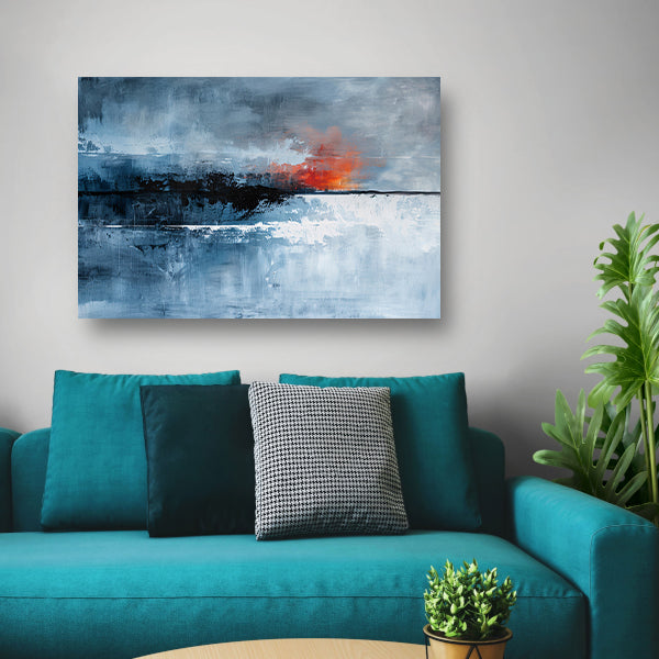 Dramatische abstracte lucht met vurige kleuren canvas