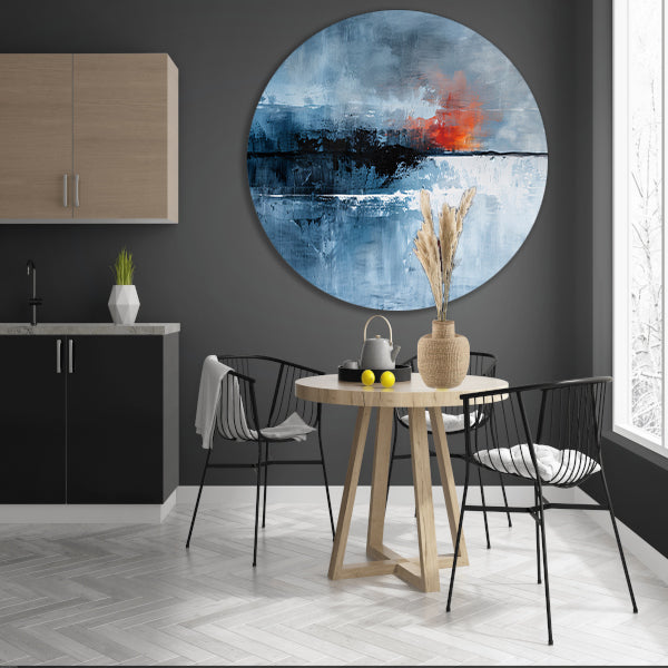 Dramatische abstracte lucht met vurige kleuren aluminium muurcirkel