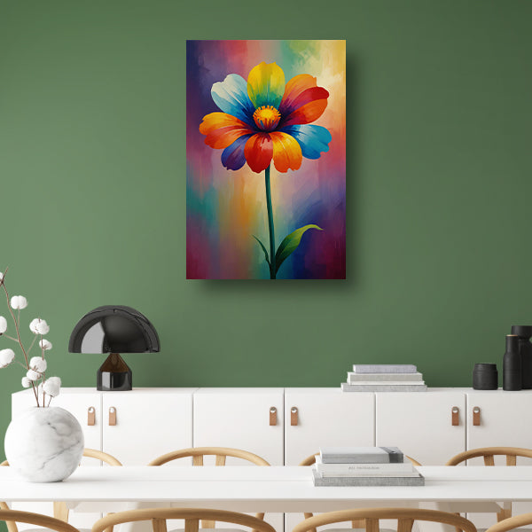 Explosie van kleur in abstracte bloem canvas