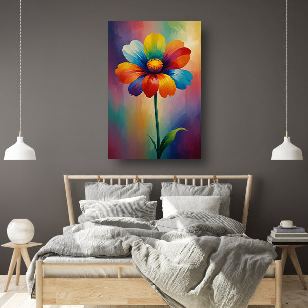 Explosie van kleur in abstracte bloem canvas