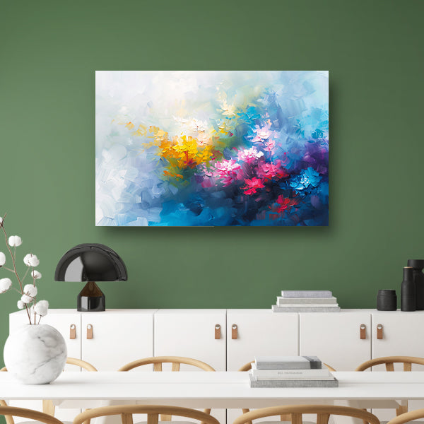 Kleurrijk abstract schilderij van bloemenveld canvas
