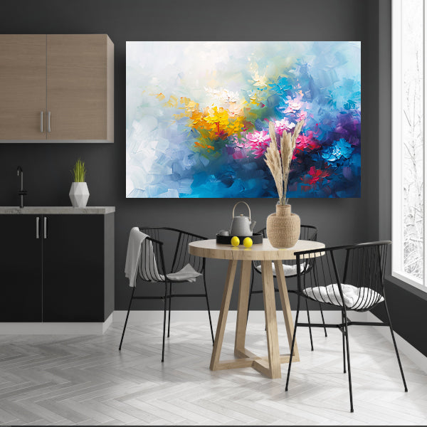 Kleurrijk abstract schilderij van bloemenveld canvas