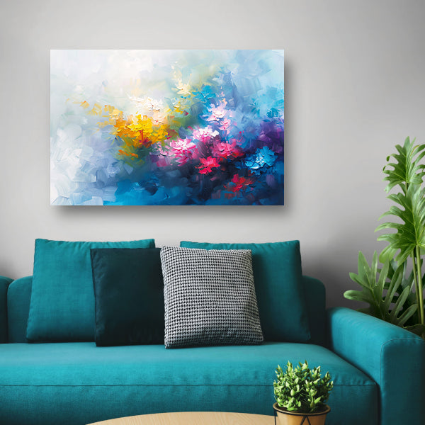 Kleurrijk abstract schilderij van bloemenveld canvas