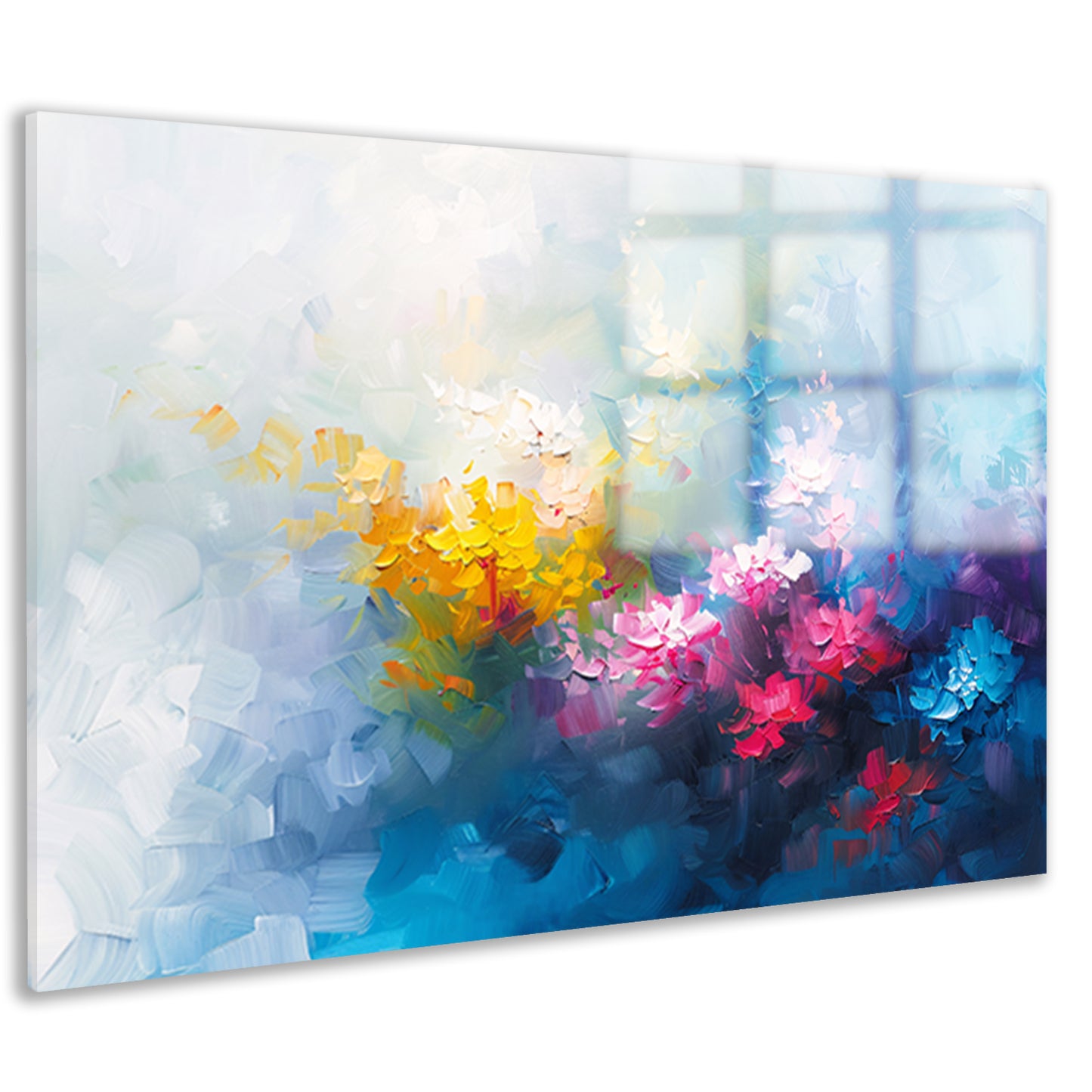Kleurrijk abstract schilderij van bloemenveld acrylglas
