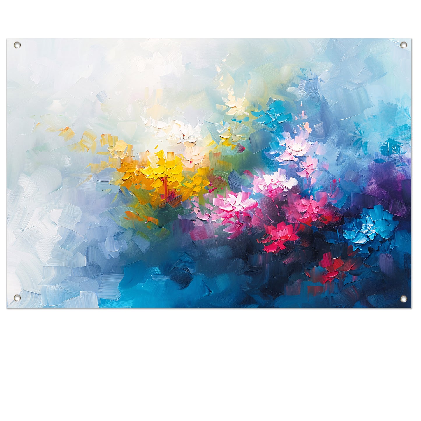 Kleurrijk abstract schilderij van bloemenveld tuinposter