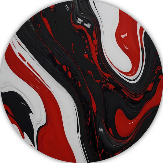 Abstracte Dans van Rood en Zwart aluminium muurcirkel
