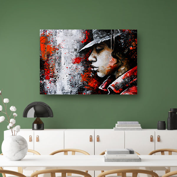 Dynamisch en kleurrijk portret in street art acrylglas