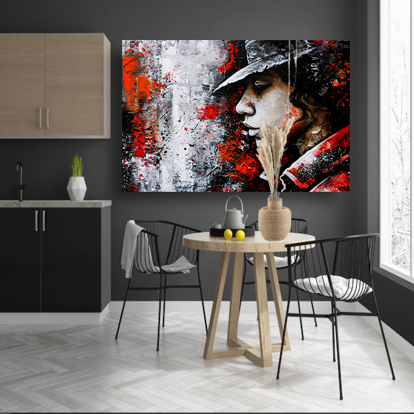 Dynamisch en kleurrijk portret in street art acrylglas