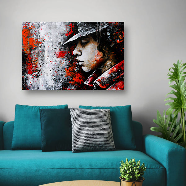 Dynamisch en kleurrijk portret in street art acrylglas