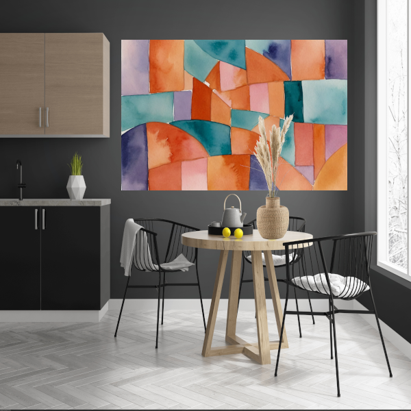 Abstracte Waterverf Mozaïek van Kleur poster