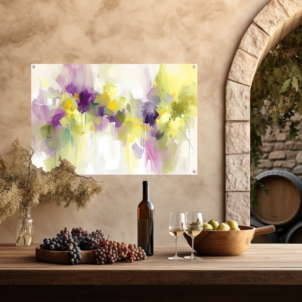 Abstract bloemenveld schilderij met levendige kleuren tuinposter
