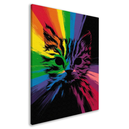 Kleurrijke abstracte kat in regenboogkleuren canvas
