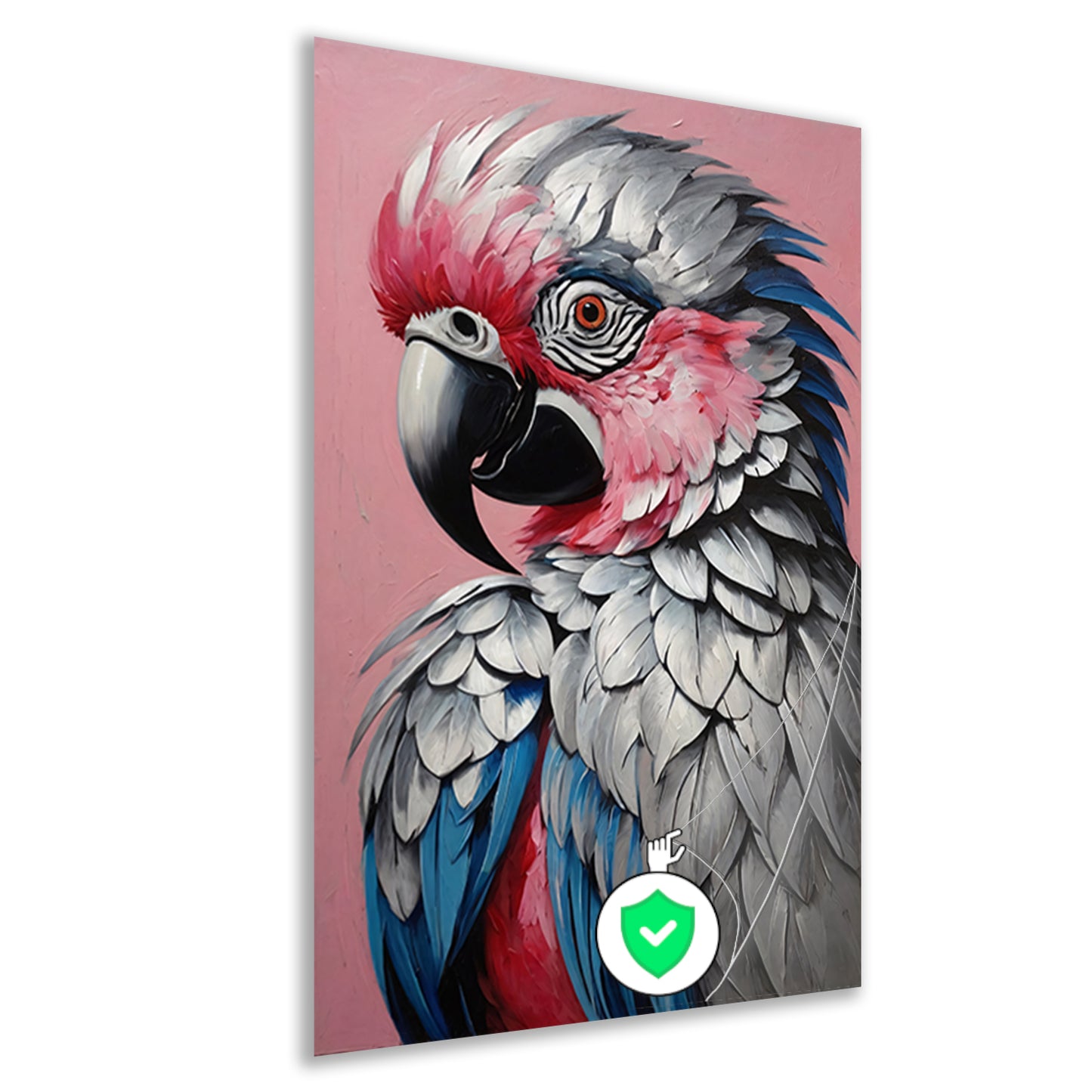 Levendig Papegaaienportret in Roze en Blauw poster
