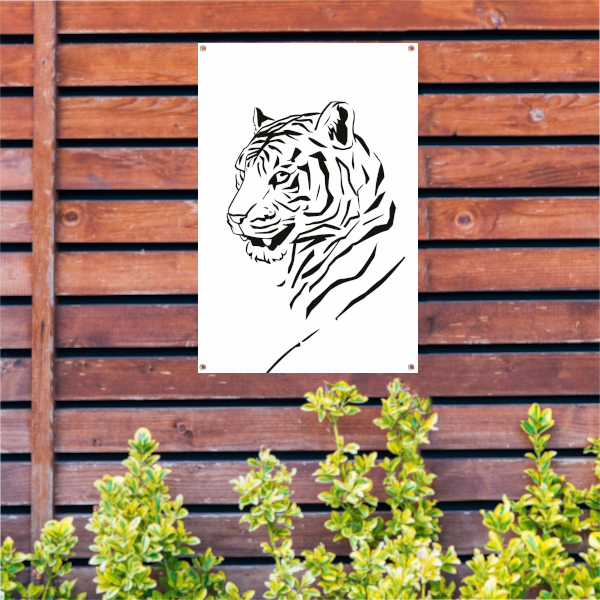 Minimalistische Zwarte Tijger Lijnenkunst tuinposter