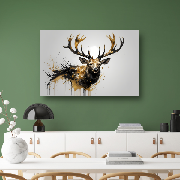 Hert in Dynamische Gouden Vlekken canvas