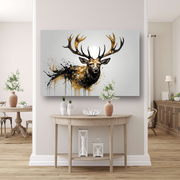 Hert in Dynamische Gouden Vlekken canvas