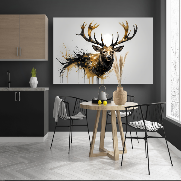 Hert in Dynamische Gouden Vlekken canvas