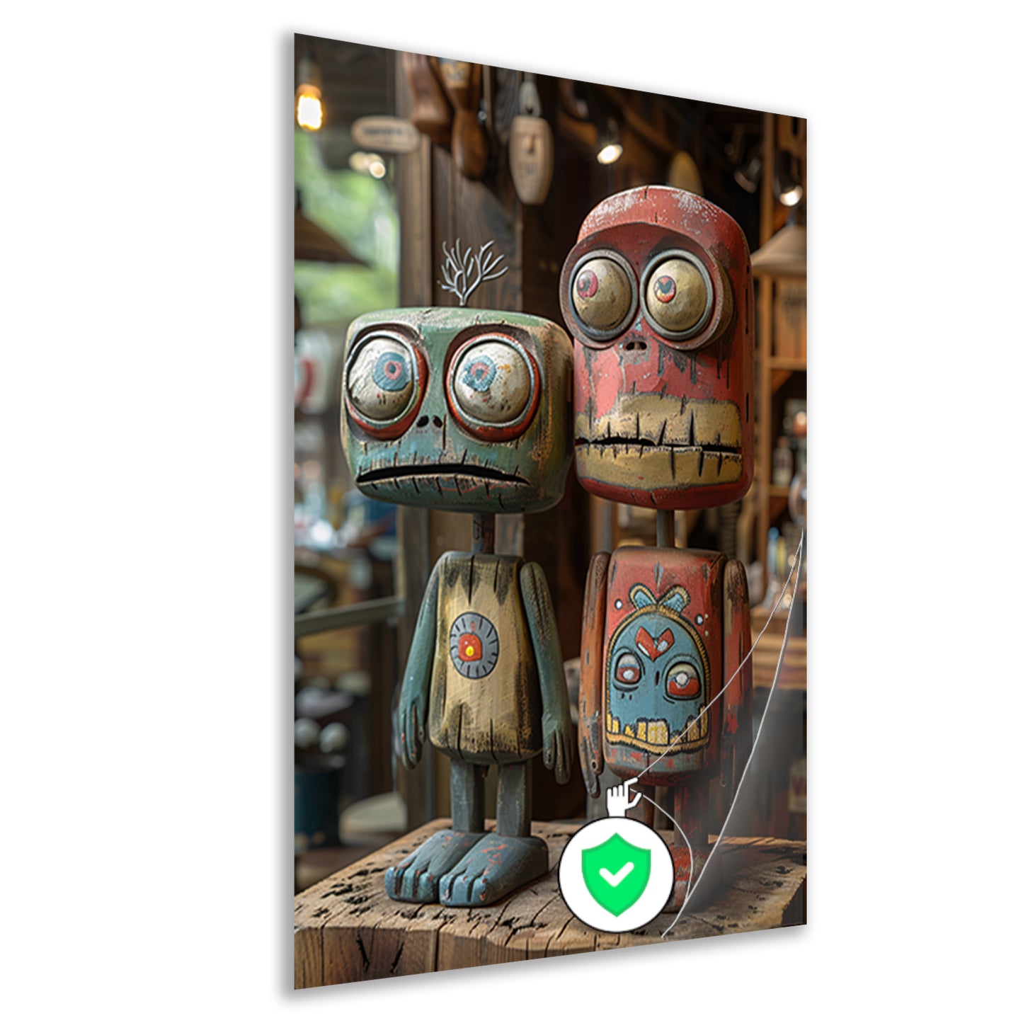 Twee Kleurrijk Houten Figuren poster