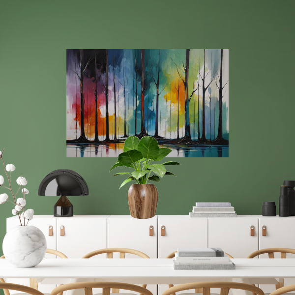 Seizoenen van Kleur: Abstract Bos Tafereel poster