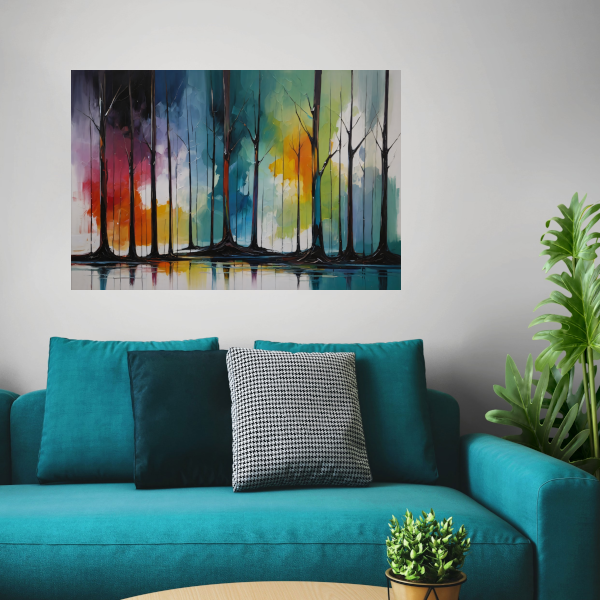 Seizoenen van Kleur: Abstract Bos Tafereel poster