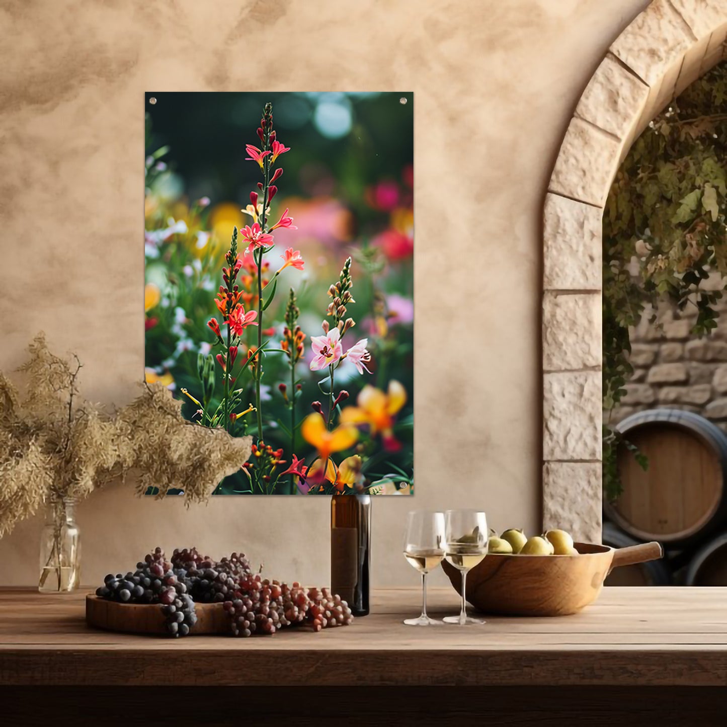 Kleurrijke Bloemenweide in Zomerlicht tuinposter