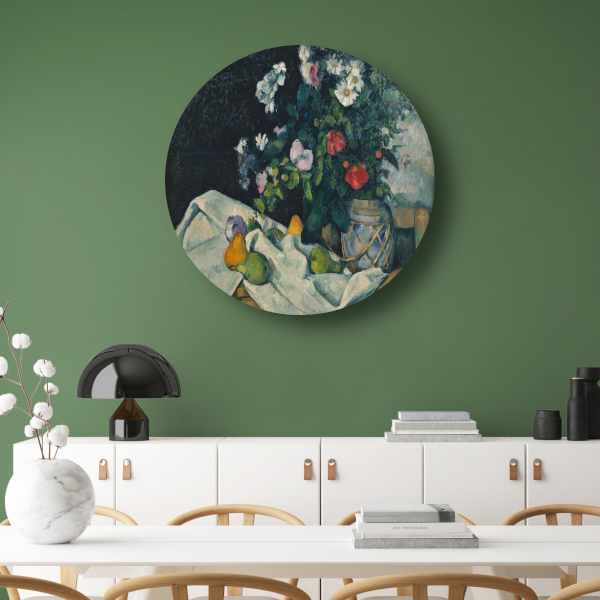 Stilleven met bloemen en fruit - Paul Cézanne aluminium muurcirkel