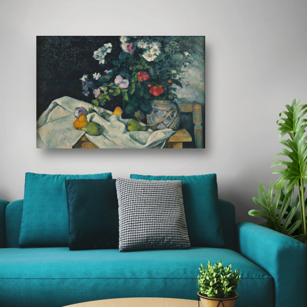 Stilleven met bloemen en fruit - Paul Cézanne poster